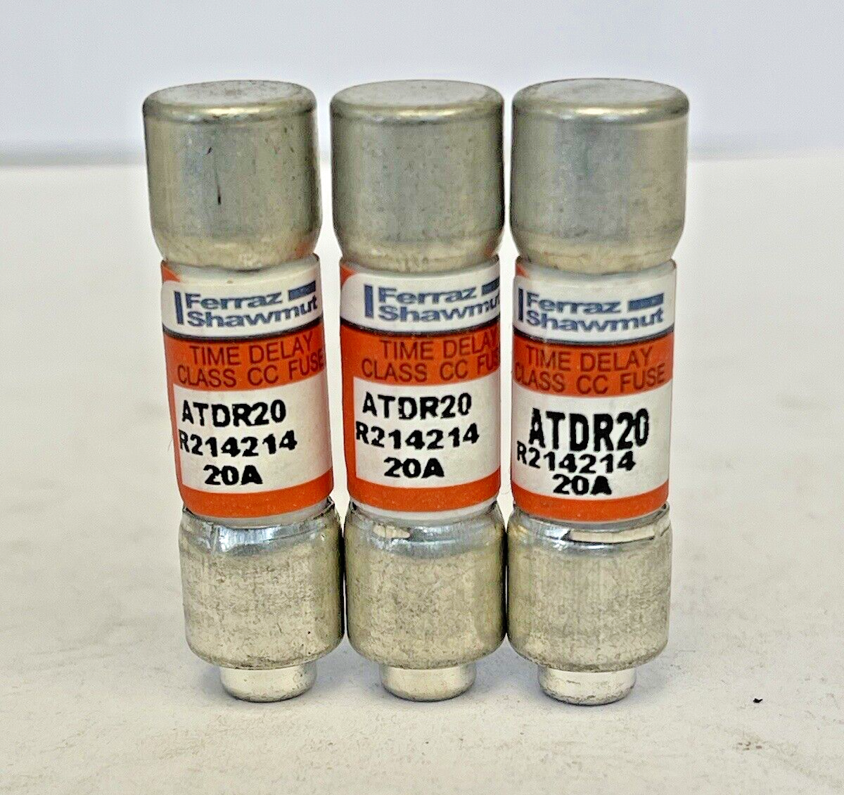 FERRAZ SHAWMUT *LOT OF 3* - ATDR20 - 20 AMP, 600 VAC, TIME-DELAY, CLASS CC FUSES