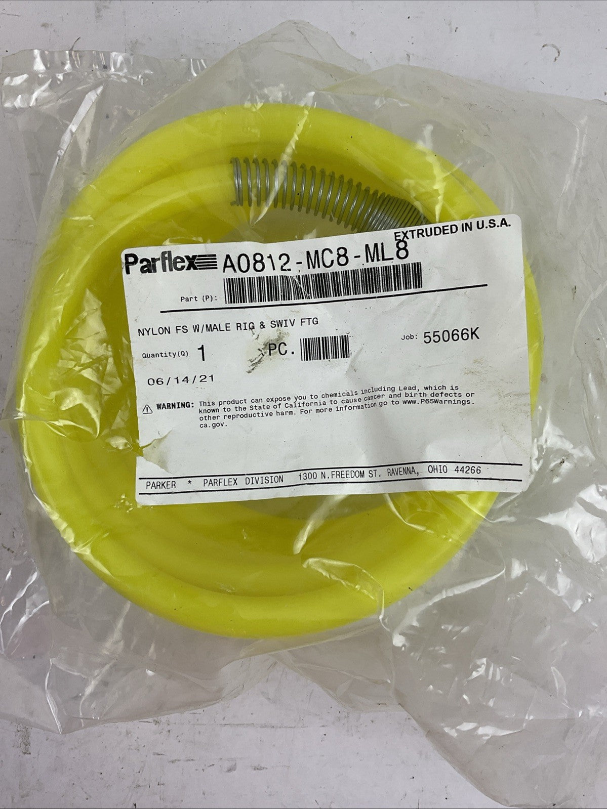 PARFLEX A0812-MC8-ML8 NYLON FS W/ MALE RIG & SWIV FTG AIR HOSE
