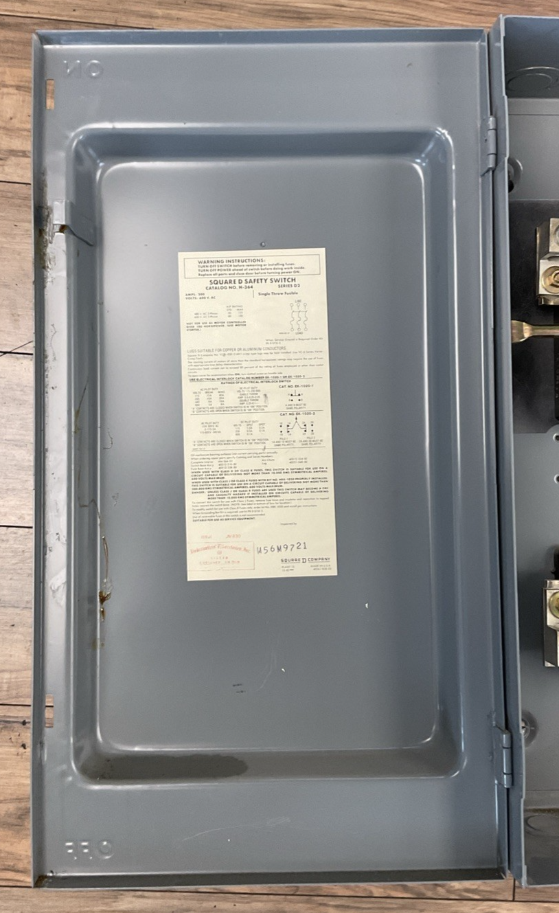SQUARE D H364 SERIES D2 FUSIBLE SAFETY SWITCH 600VAC 200AMP 3POLE 3PH 150HP