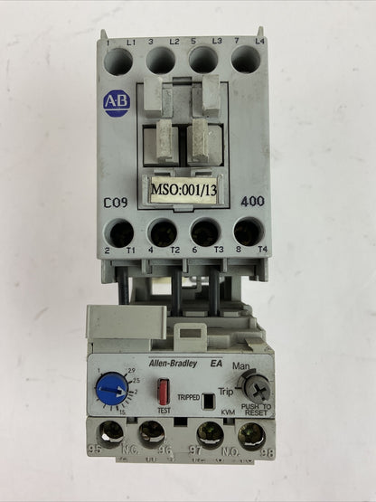 ALLEN BRADLEY STARTER 100-C09D*400 600VAC 25A 7.5HP COIL 24VDC 193-EA1DB 1-2.9A