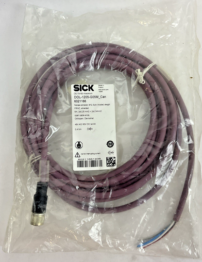 SICK DOL-1205-G05M CORDSET M12 5PIN SHIELDED 48VAC 60VDC