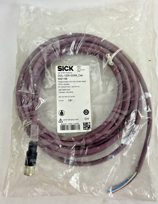 SICK DOL-1205-G05M CORDSET M12 5PIN SHIELDED 48VAC 60VDC