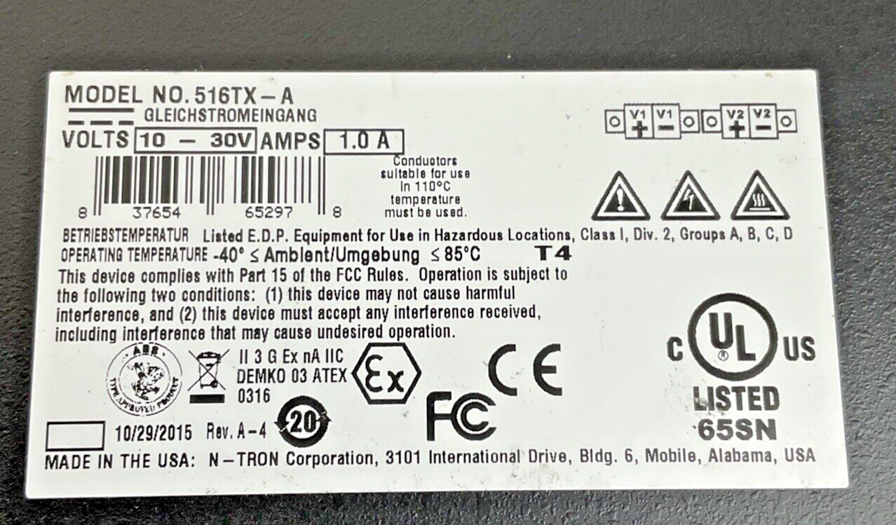 N-TRON 516TX-A ETHERNET SWITCH 16PORT 1.0A 10-30V REV.A-4