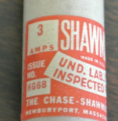 SHAWMUT OTS3 ONE-TIME FUSE / 3A / 600V / NEW SURPLUS / CAT.'G NO. 2039 / OTS-3