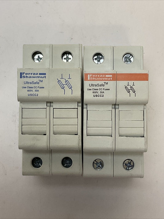 FERRAZ SHAWMUT USCC2 P216489 FUSE HOLDER USE CLASS CC FUSES 600V 30A (LOT OF 2)