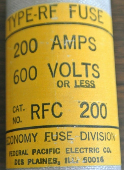 ECONOMY / FPE RFC200 RECTIFIER FUSE / 600V / 200A / NEW SURPLUS / RFC-150