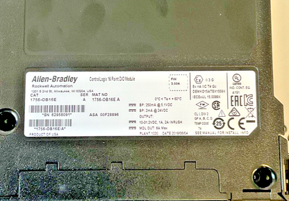 ALLEN BRADLEY 1756-OB16E D/O MODULE 16 POINT FW:3.004 SER.A