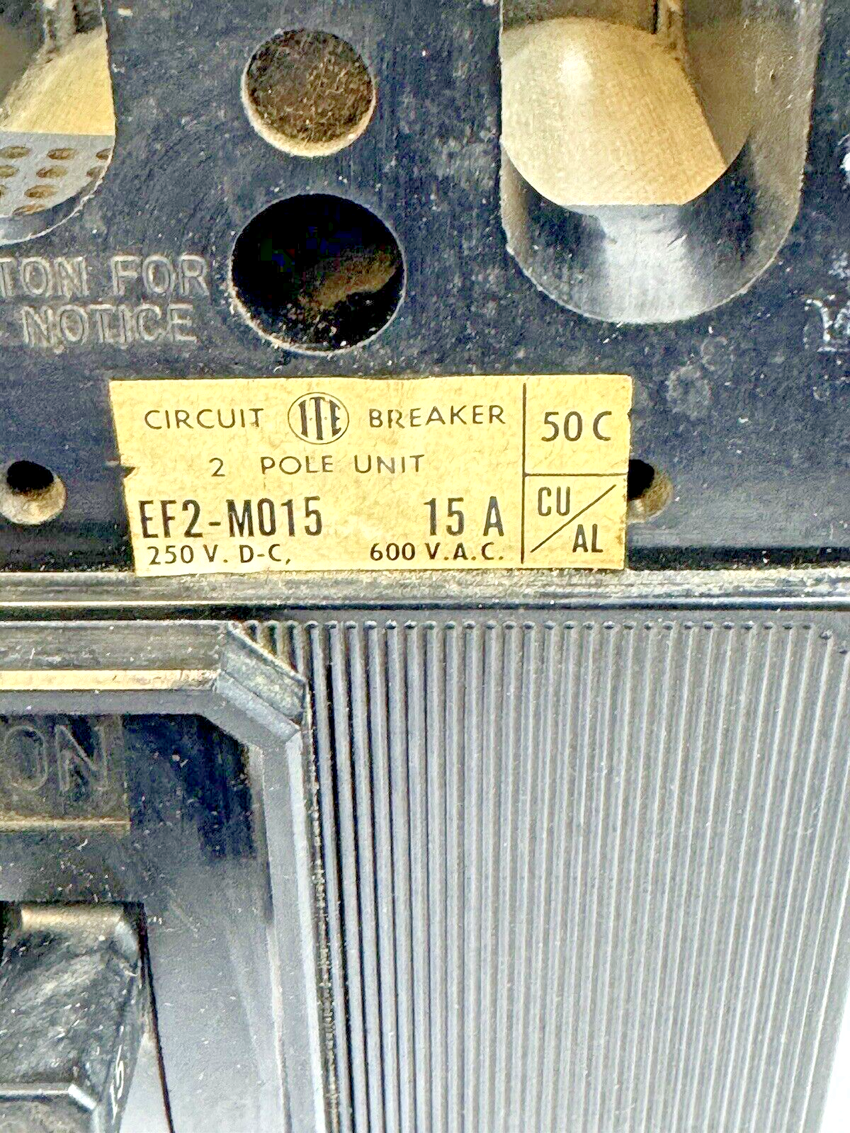 ITE - EF2-M015 - MOLDED CASE MAGNETIC CIRCUIT BREAKER - 2 POLE/ 600 VAC/15 A
