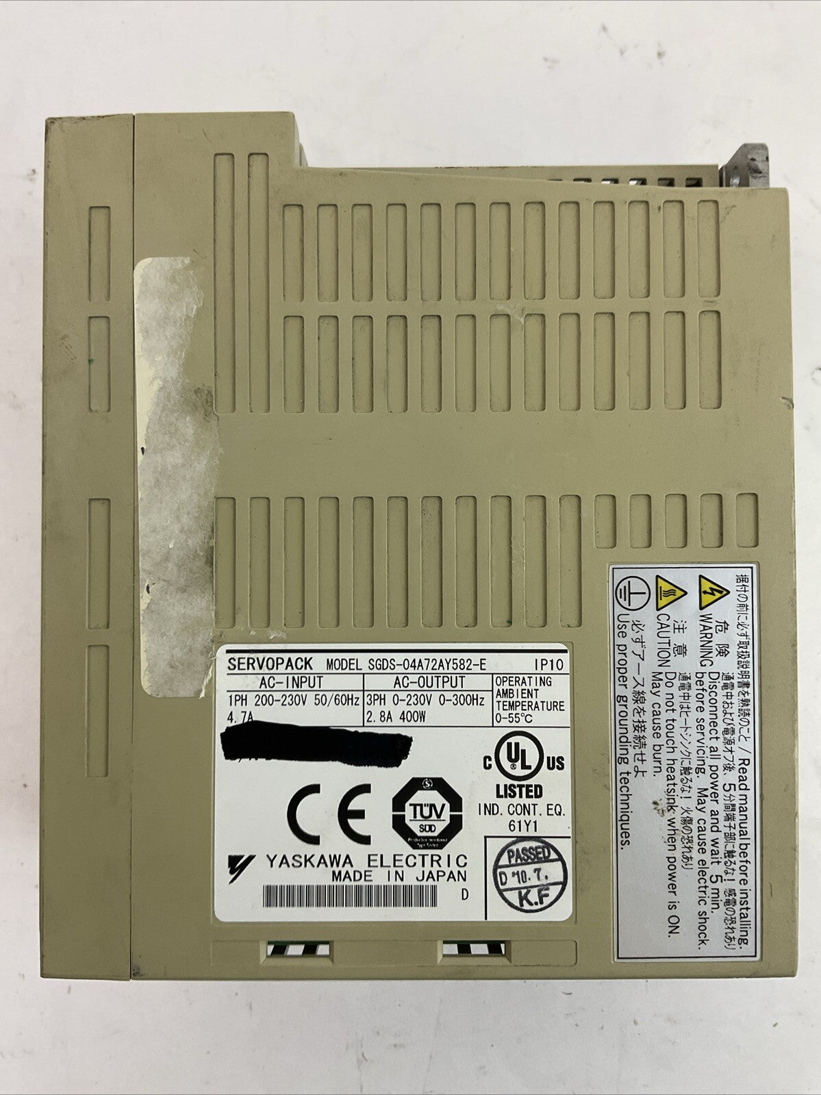 YASKAWA SGDS-04A72AY582-E SERVOPACK 230VAC SERVO DRIVE