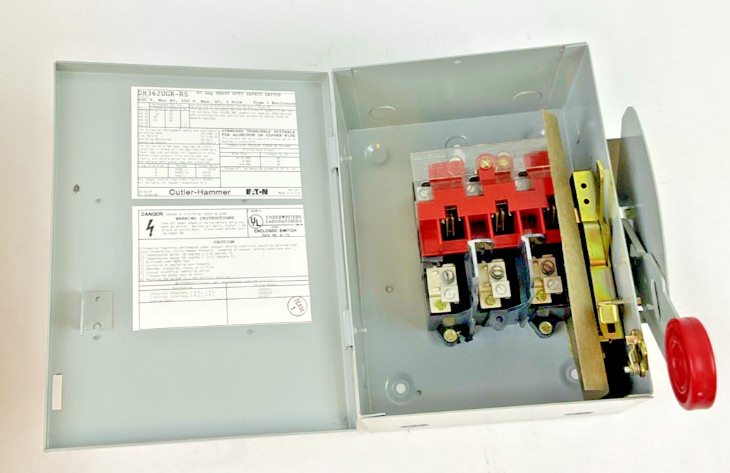 CUTLER HAMMER DH362UGK-RS HEAVY DUTY SAFETY SWITCH 60A 600V 3P NON FUSIBLE TYPE1