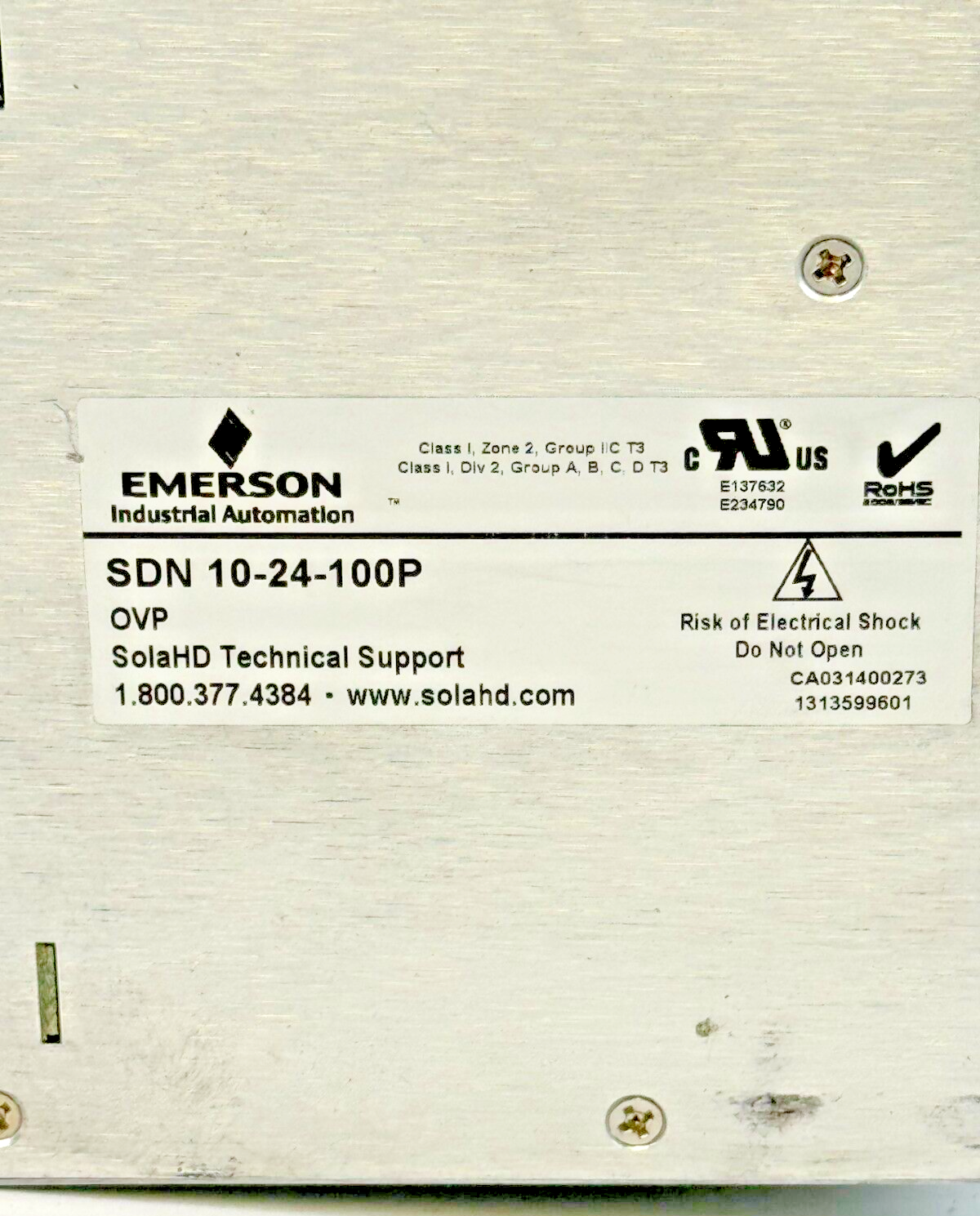 EMERSON SOLA  SDN 10-24-100P  POWER SUPPLY  115/230VAC 50/60HZ 5.0/2.0 A