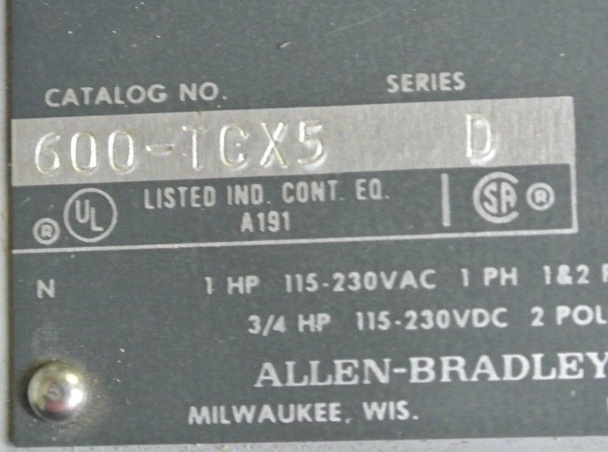 ALLEN-BRADLEY 600-TCX5 MANUAL STARTING SWITCH - ENCLOSURE (ONLY) - NEW SURPLUS