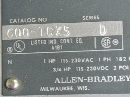 ALLEN-BRADLEY 600-TCX5 MANUAL STARTING SWITCH - ENCLOSURE (ONLY) - NEW SURPLUS