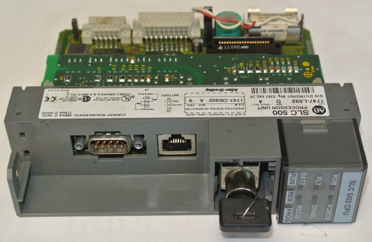 ALLEN-BRADLEY 1747-L532 SLC500 PROCESSOR UNIT - Ser. D, Proc. Rev. 4 - w/ KEY