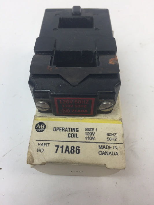 ALLEN BRADLEY 71A86 OPERATING COIL 120 V 60 HZ 110 V 50 HZ SIZE 1