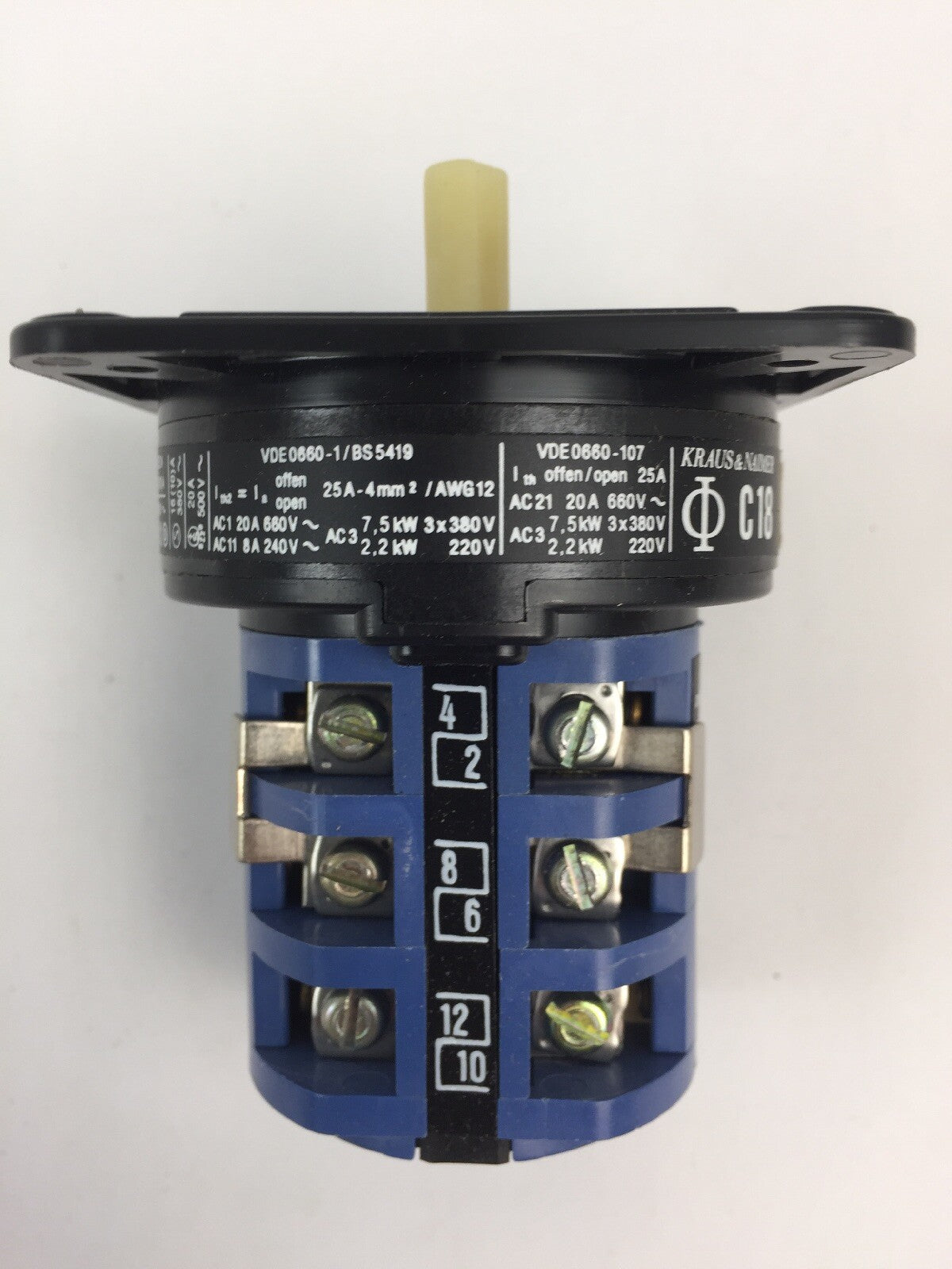KRAUS & NAIMER C18-A048-423 ROTARY SWITCH 600VAC 20AMP 10HP 3 PHASE 4 POSITION