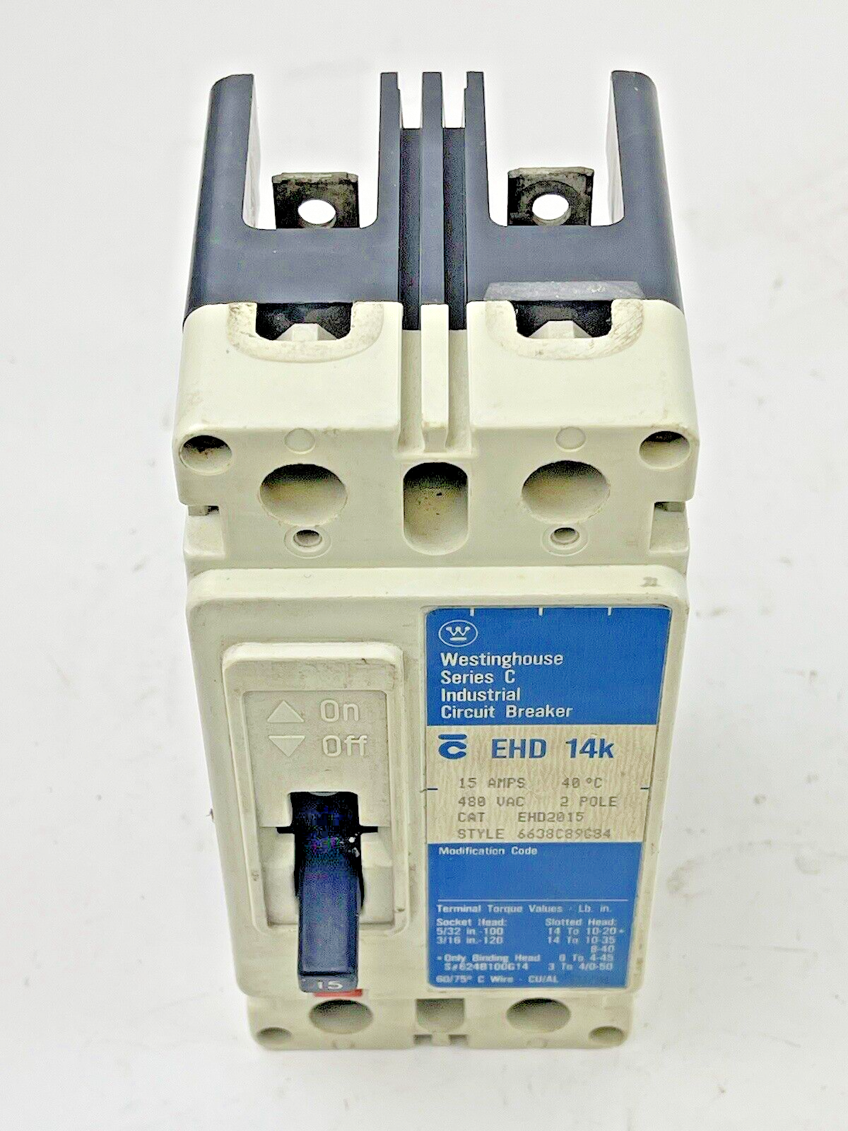 CUTLER HAMMER - WESTINGHOUSE - EHD2015 -  CIRCUIT BREAKER - 15A/2 POLE/480 VAC