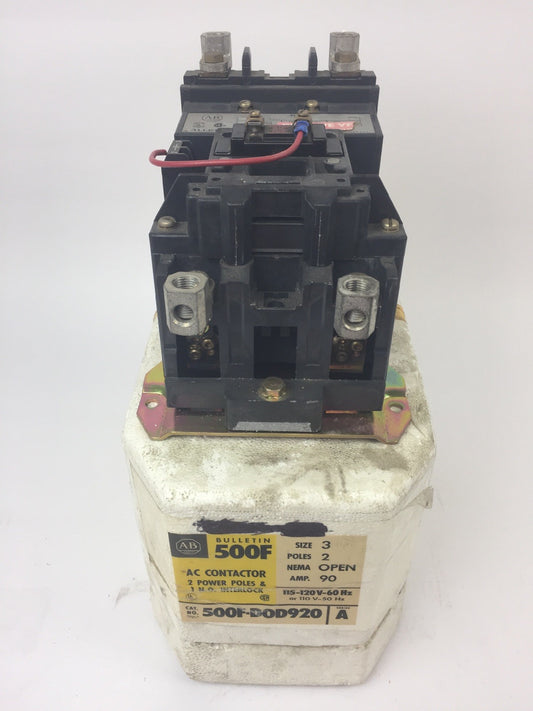 ALLEN BRADLEY 500F-D0D920 AC CONTACTOR 115-120V 60HZ 110V 50HZ SIZE 3 90 AMP