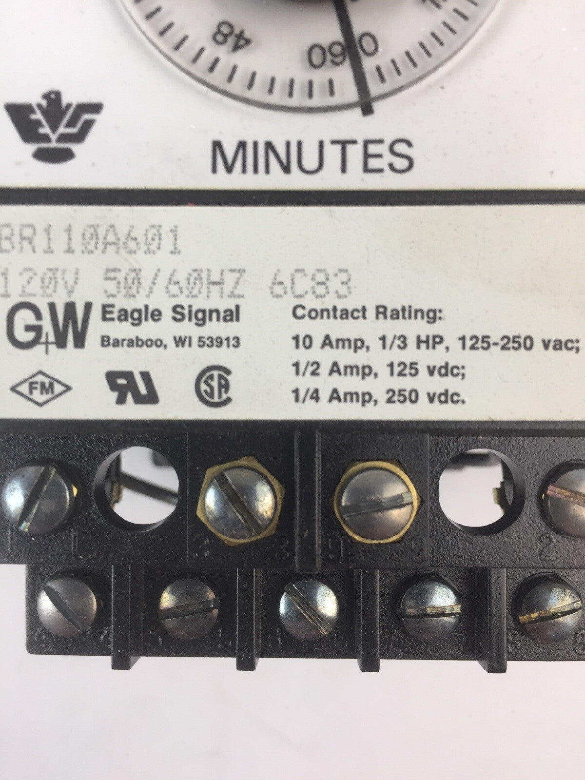 GW EAGLE SIGNAL BR110A601 TIMER 120V 50/60HZ 10A 125-250VAC 1/3HP 1/4A 250VDC