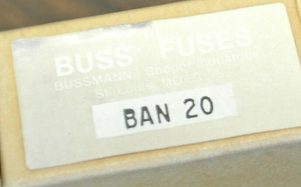 BOX of 10 / BUSS BAN-20 MIDGET FUSE / 20A / 250V / NEW SURPLUS / BAN20