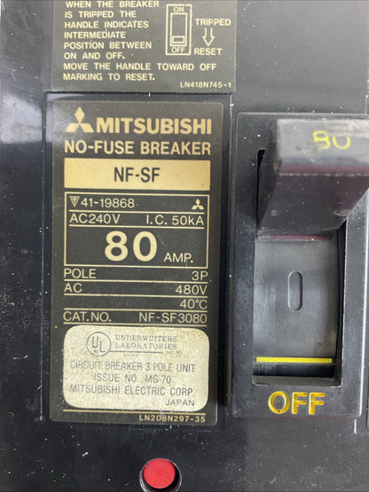 MITSUBISHI NF-NF3080 NO-FUSE BREAKER 480VAC 80AMP 3POLE