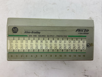 ALLEN BRADLEY 1794-OB16P SER A REV B01 F/W REV BLANK 24VDC SOURCE OUTPUT MODULE