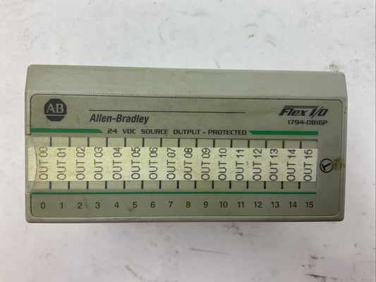 ALLEN BRADLEY 1794-OB16P SER A REV B01 F/W REV BLANK 24VDC SOURCE OUTPUT MODULE
