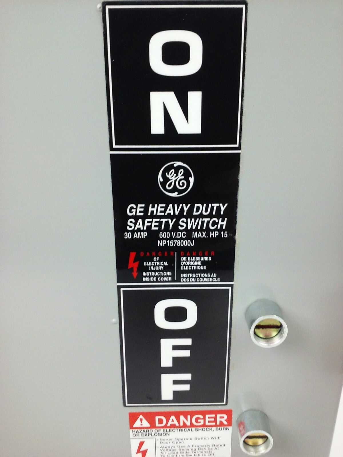 GE THN2261JDC H.D. SAFETY SWITCH 30A,600/250VDC, MODEL 10, TYPE 1,5,12 ENCLOSURE