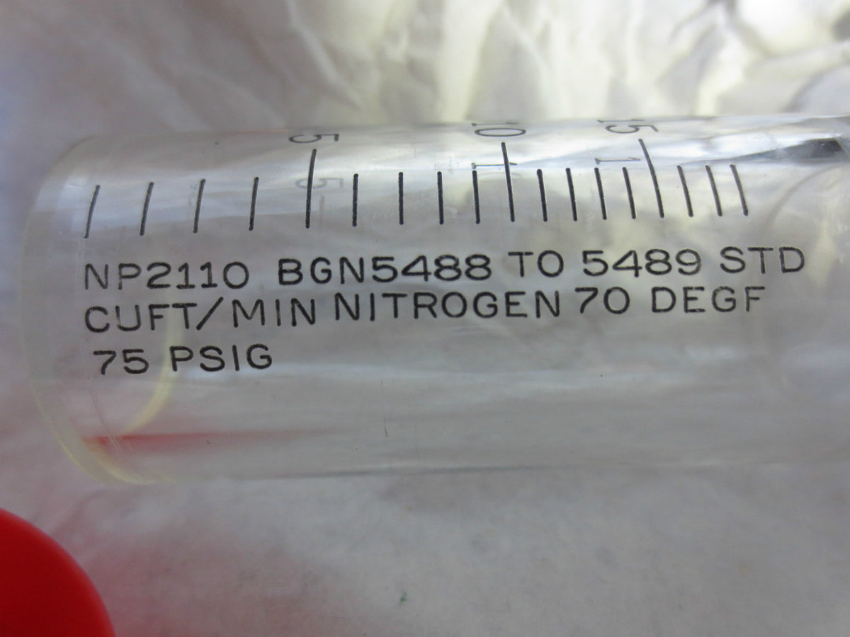 NP2110 GN5488 TO 5489 STD CuFt/MIN NITROGEN 70DEG 75 PSIG CALIBRATED GLASS SCALE