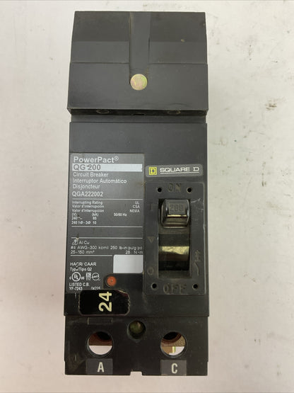 SQUARE D QGA222002 POWEPACT QG200 CIRCUIT BREAKER 200AMP 2POLE 240VAC