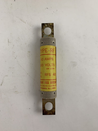 Economy Fuse RFS40 40A 600V Type-RF Fuse "Lot of 10"