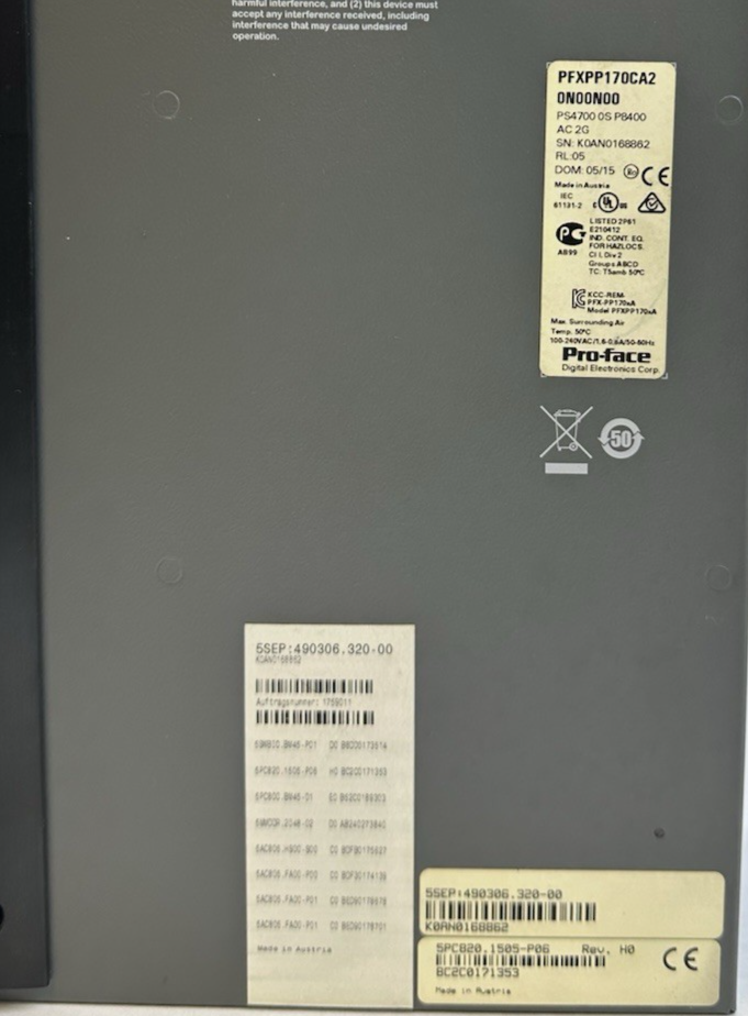 PROFACE PFXPP170CA26K00N00 OPERATOR TOUCH PANEL PS4700-V1-CD-A-2G-W764-SHD