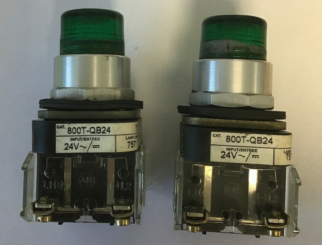 ALLEN BRADLEY 800T-QB24 SERIES T GREEN PUSH BUTTON 24V AC/DC LAMP#757(LOTOF2)
