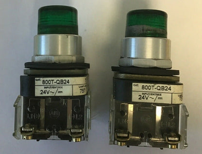 ALLEN BRADLEY 800T-QB24 SERIES T GREEN PUSH BUTTON 24V AC/DC LAMP#757(LOTOF2)