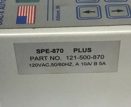 DIAL-X AUTOMATED EQUIPMENT SPE-870 PLUS 121-500-870 FEEDER CONTROL 120VAC