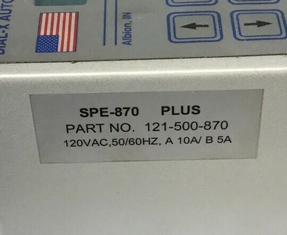 DIAL-X AUTOMATED EQUIPMENT SPE-870 PLUS 121-500-870 FEEDER CONTROL 120VAC