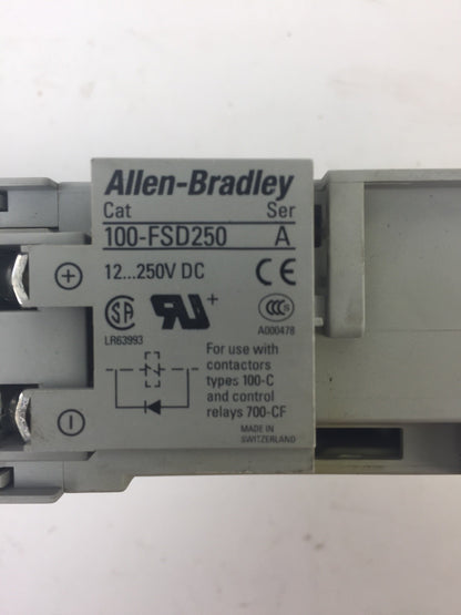 ALLEN BRADLEY 700-CF400D* CONTACTOR  600VAC 25A COIL 24VDC 100-F 100-FSD250