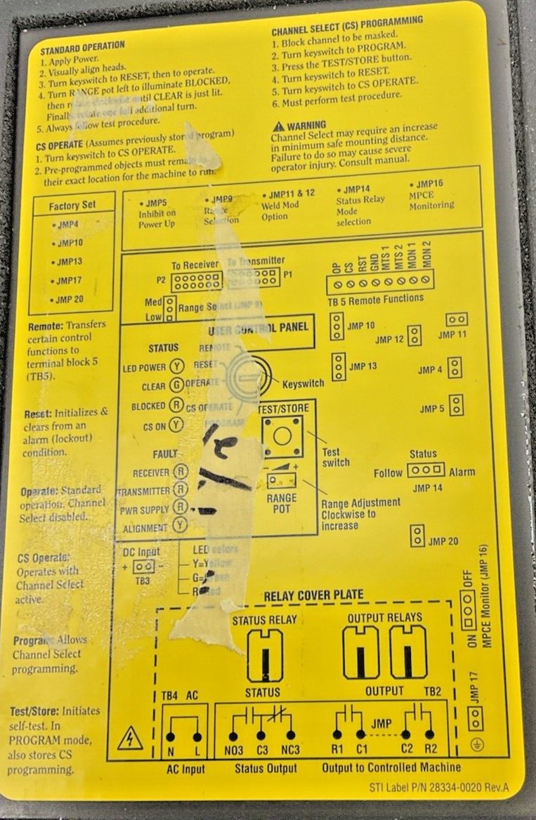 STI 43268-0040 LIGHT CURTAIN CONTROLLER MS4304B-2 115VAC 50/60HZ .250A