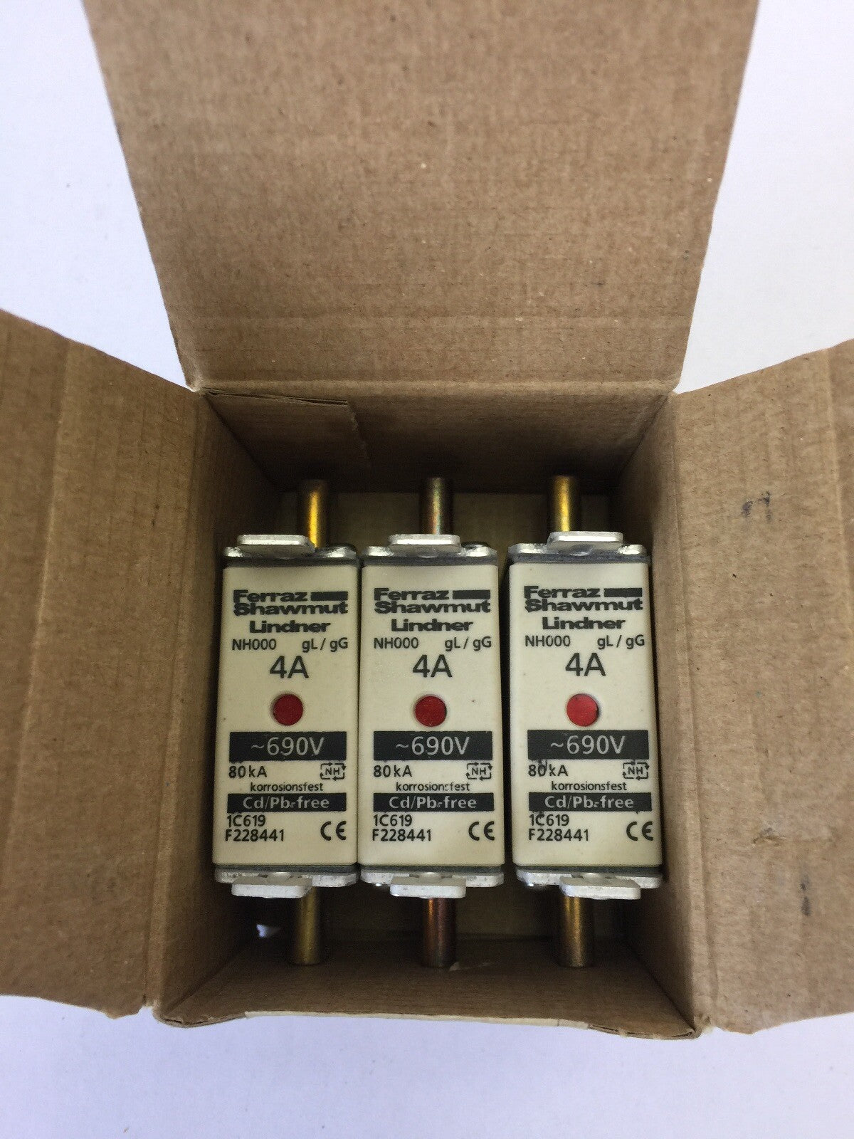FERRAZ SHAWMUT LINDNER NH000 4A gL/gG 690VAC 80kA Cd/Pb FREE 1C619 F228441 FUSE