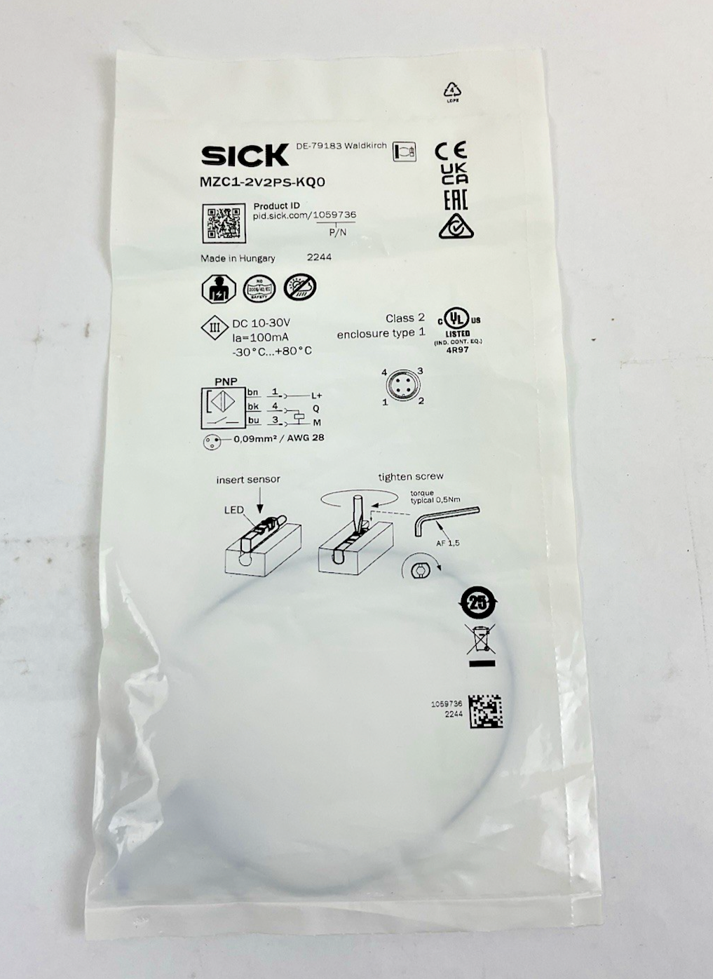 SICK MZC1-2V2PS-KQ0 1059736 MAGNETIC CYLINDER SENSOR MZC12V2PSKQ0