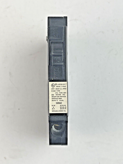 CROUSE-HINDS *BOX OF 4 PAIRS* - MH15 - 1 POLE, 15 A, 240 VAC CIRCUIT BREAKER