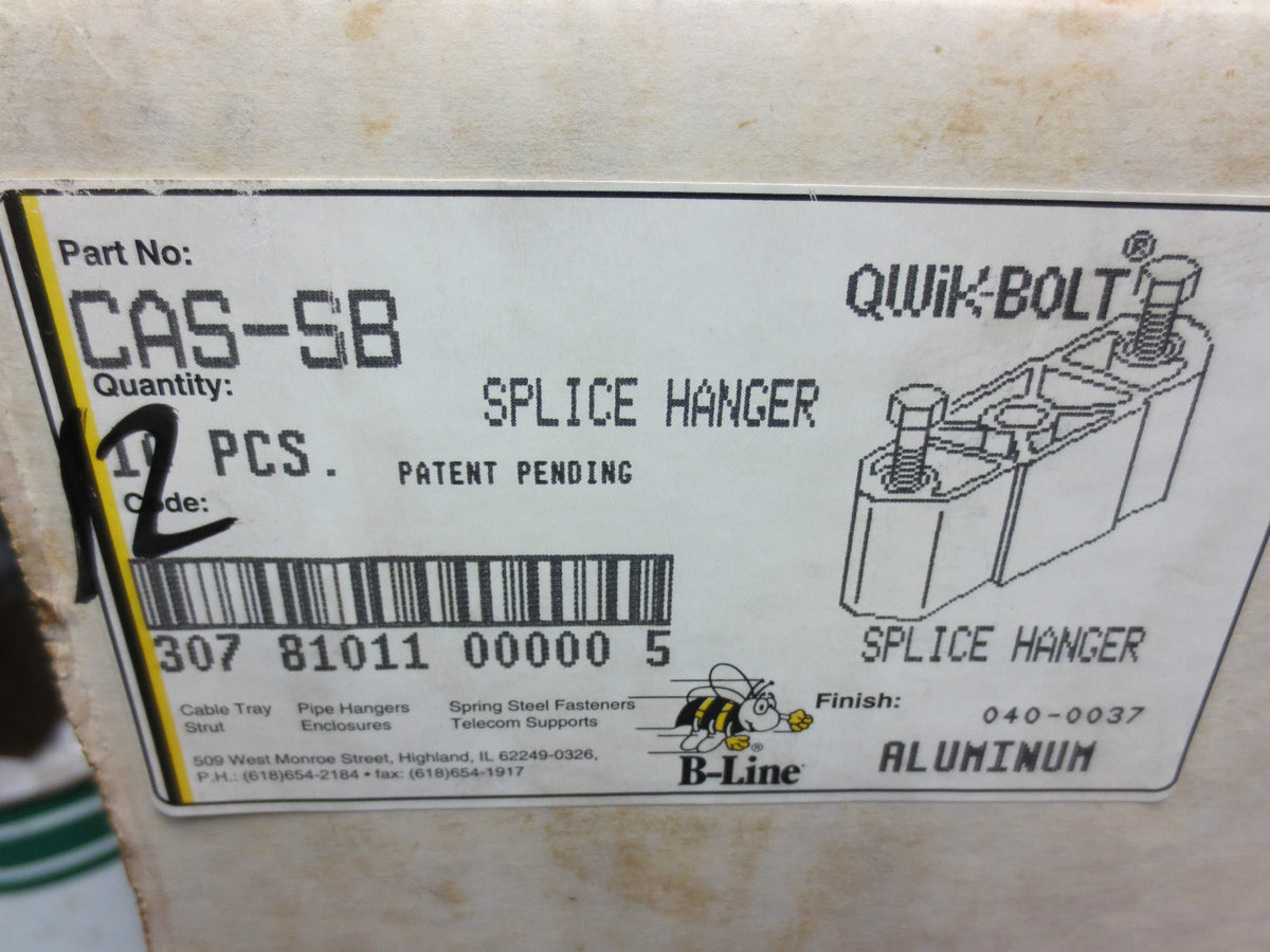 COOPER B-LINE CAS-SB SPLINE HANGER QWIK-BOLT - ALUMINUM - NEW SURPLUS