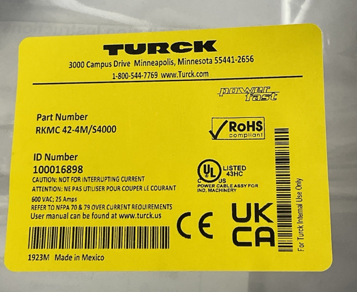 RKMC 42-4M/S4000 Power Cordset – Connection Cable
