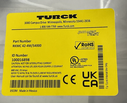 RKMC 42-4M/S4000 Power Cordset – Connection Cable