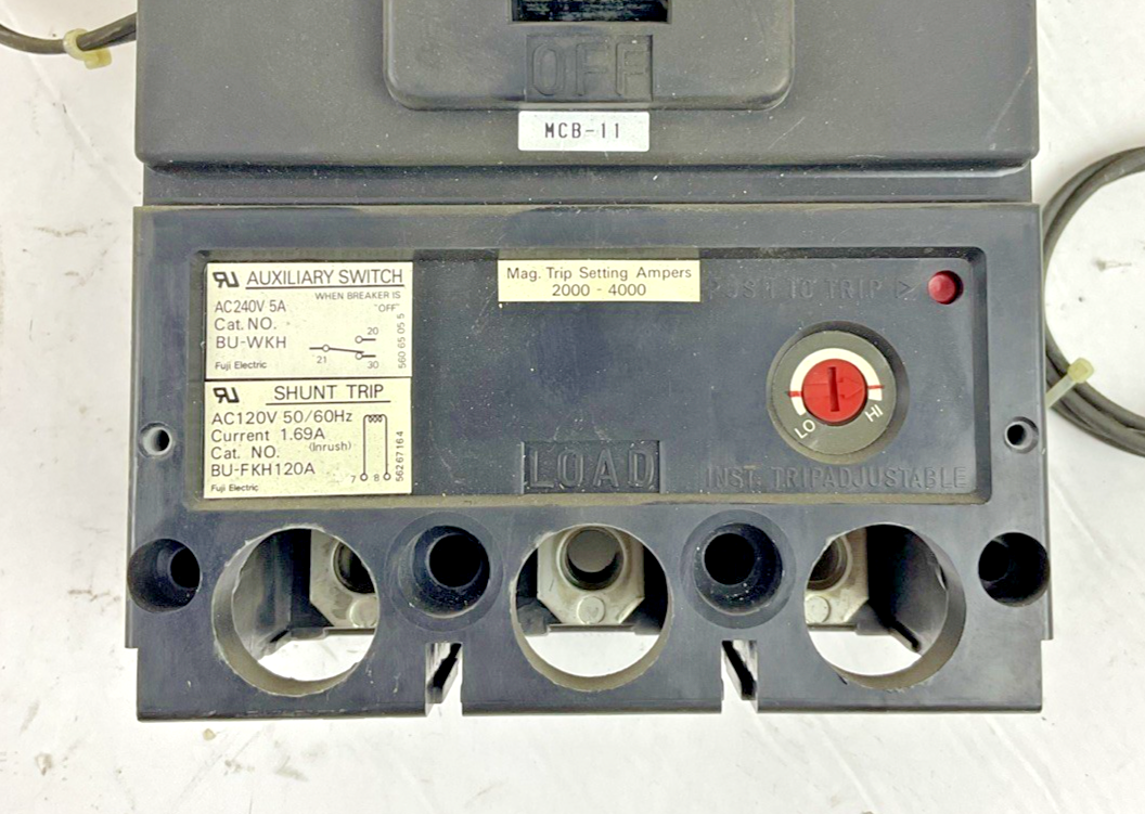 FUJI ELEC BU-KSB3400 CIR. BREAKER 400A W/ BU-WKH AUX SWITCH W/ BU-FKH120A SHUNT