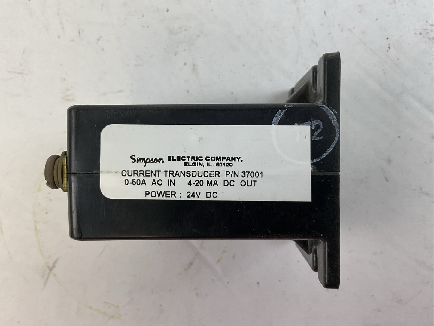 SIMPSON 37001 CURRENT TRANSDUCER POWER 24VDC 0-50A AC IN 4-20 MA DC OUT