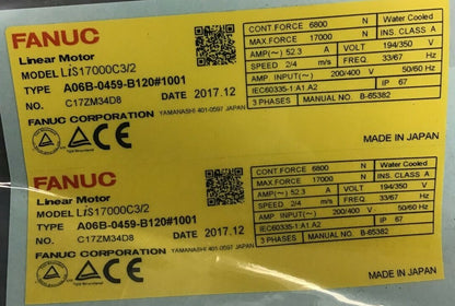 FANUC LINEAR MOTOR LIS A06B-0459-B120#1001 SLIDER