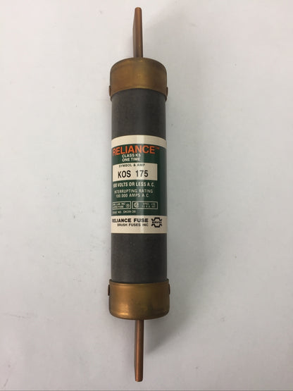 RELIANCE KOS175 CLASS K5 ONE TIME FUSE 175AMP 600VAC (LOT OF 3)