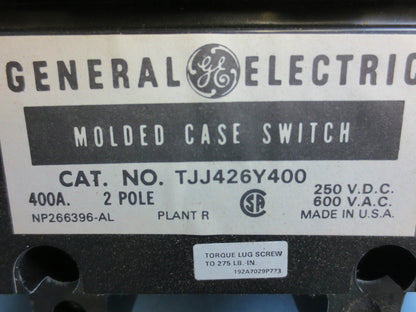GENERAL ELECTRIC TJJ426Y400 CIRCUIT BREAKER - 400A 600VAC 2-POLE - NEW SURPLUS