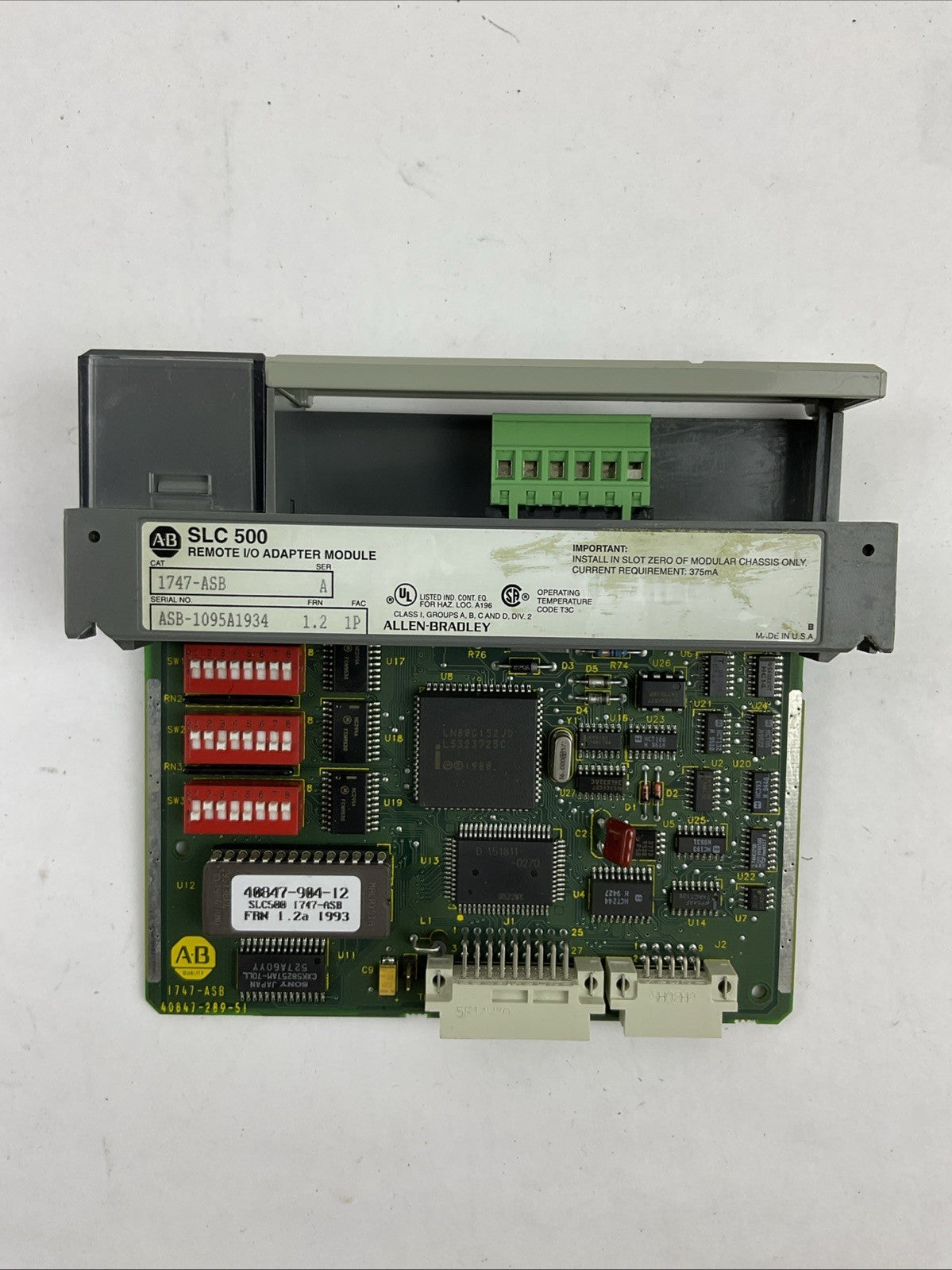 ALLEN BRADLEY 1747-ASB SER A FRN 1.2 FAC 1P REMOTE I/O ADAPTER MODULE